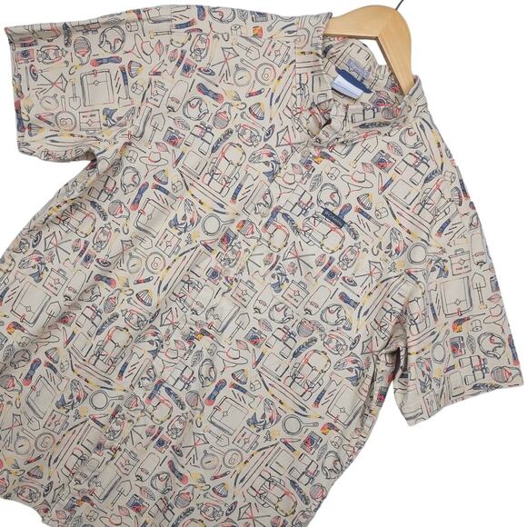 Columbia Other - Columbia Men's Short Sleeve Button-Up Shirt Size Large Rapid Rivers Print